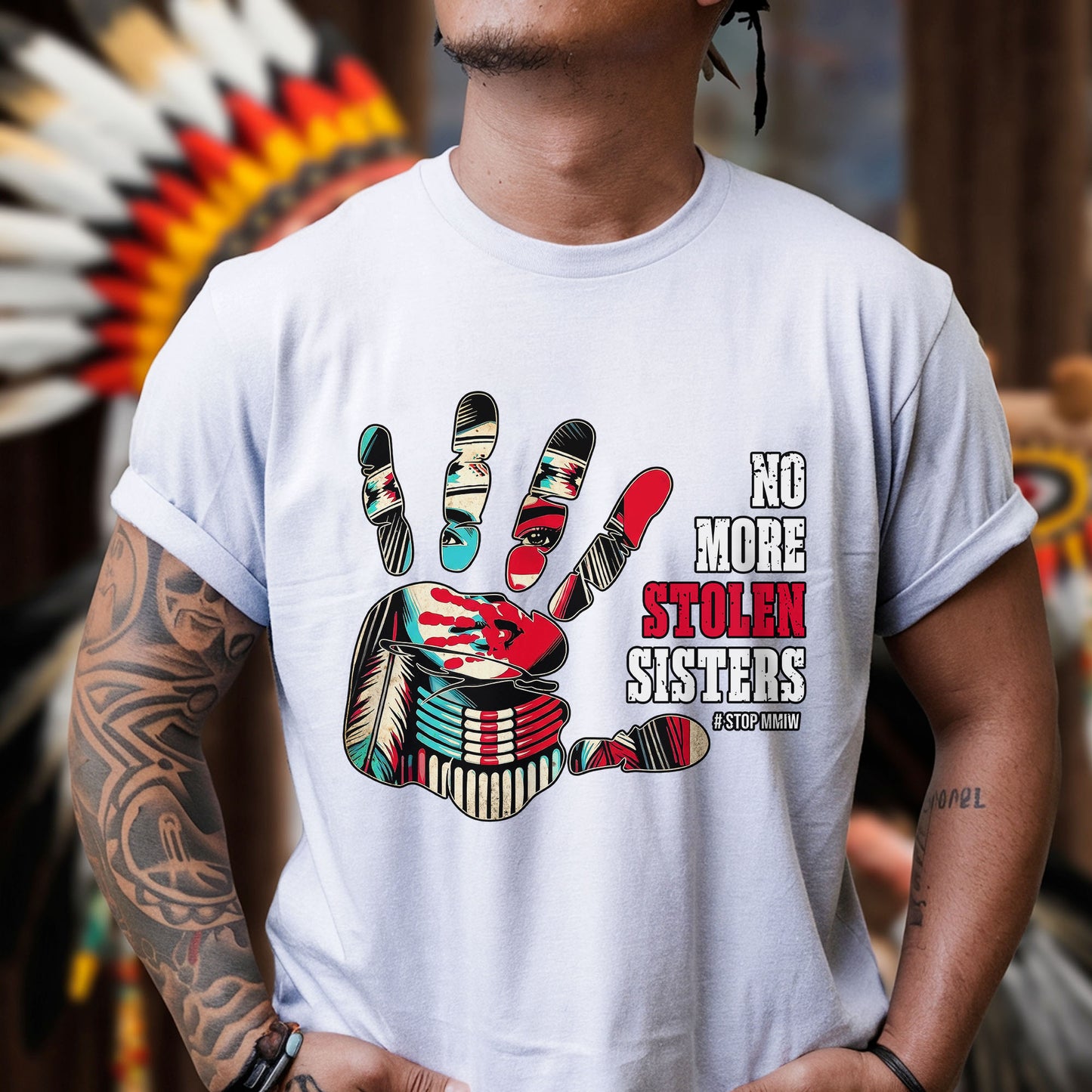 No More Stolen Sisters MMIW Red Hand Native Awareness Unisex T-shirt/T-shirt V-neck/Hoodie/Sweatshirt