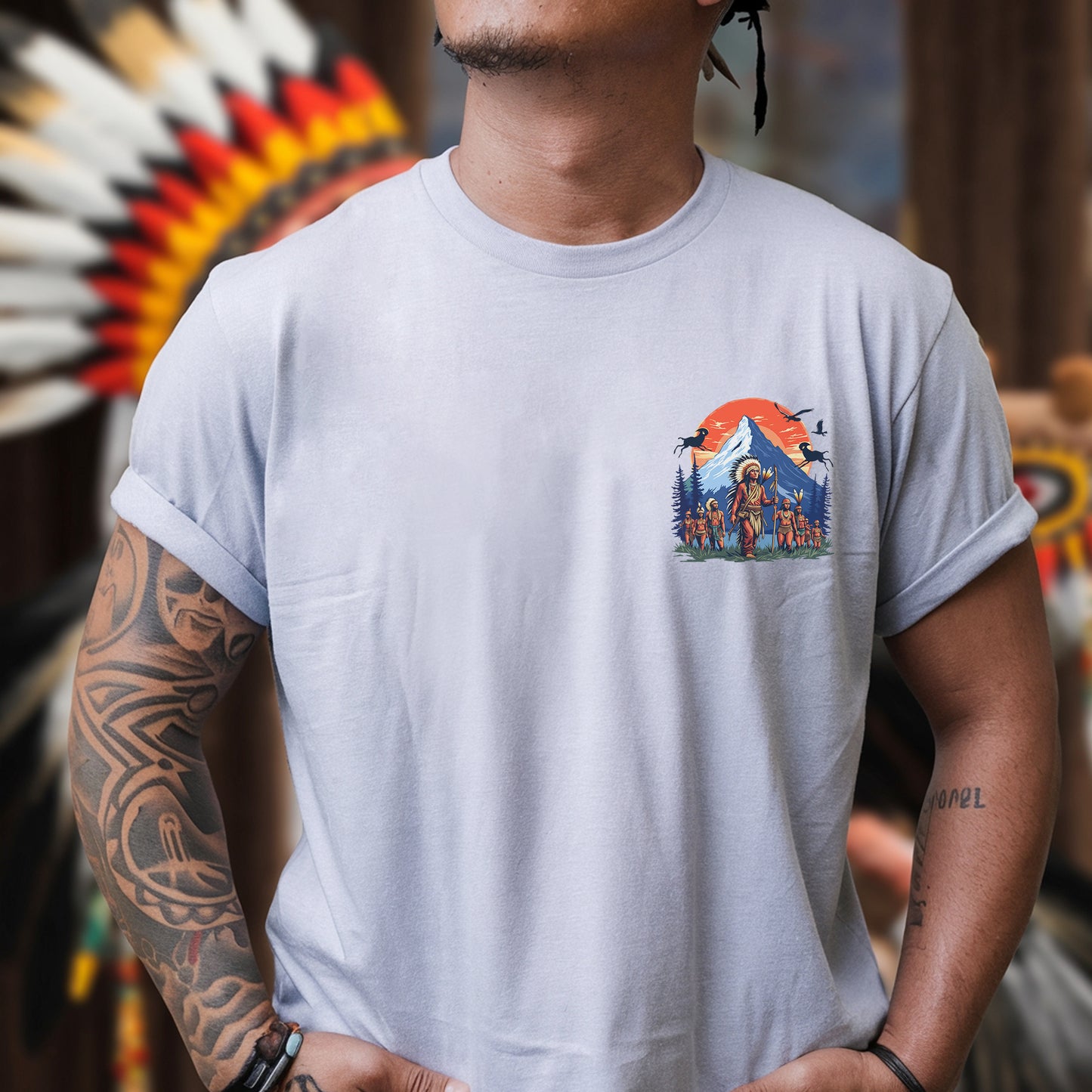 No One Is Illegal on Stolen Land Indigenous Graphic - Two sides - Unisex T-Shirt/T-Shirt V-Neck/Hoodie/Sweatshirt