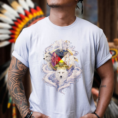 Sacred White Animals & Medicine Wheel Spiritual Unisex T-shirt/T-shirt V-neck/Hoodie/Sweatshirt