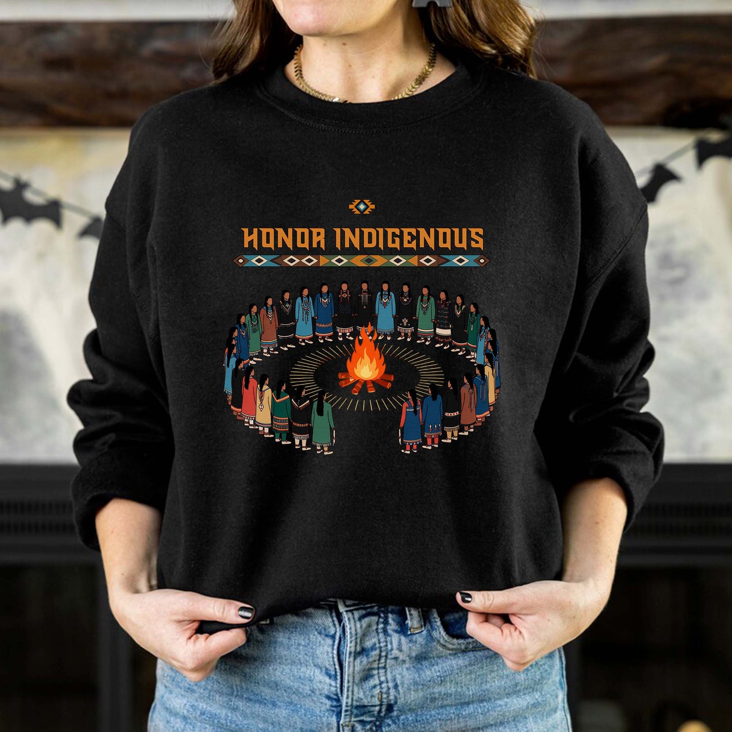 Honor Indigenous Fire Circle - Native American Spirit Unisex T-Shirt/T-Shirt V-Neck/Hoodie/Sweatshirt