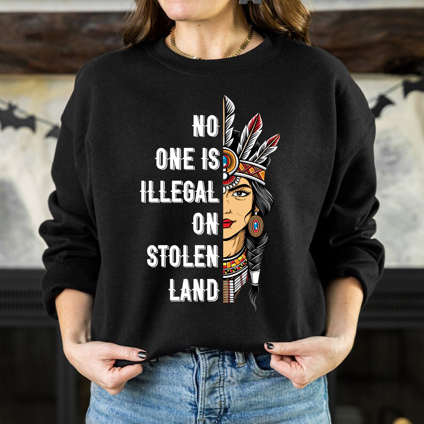 NO ONE IS ILLEGAL ON STOLEN LAND INDIGENOUS RIGHTS Unisex T-Shirt/T-Shirt V-Neck/Hoodie/Sweatshirt