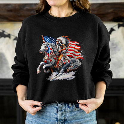 Native American Warrior Horse Patriotic Unisex T-shirt/V-neck T-shirt /Hoodie/Sweatshirt