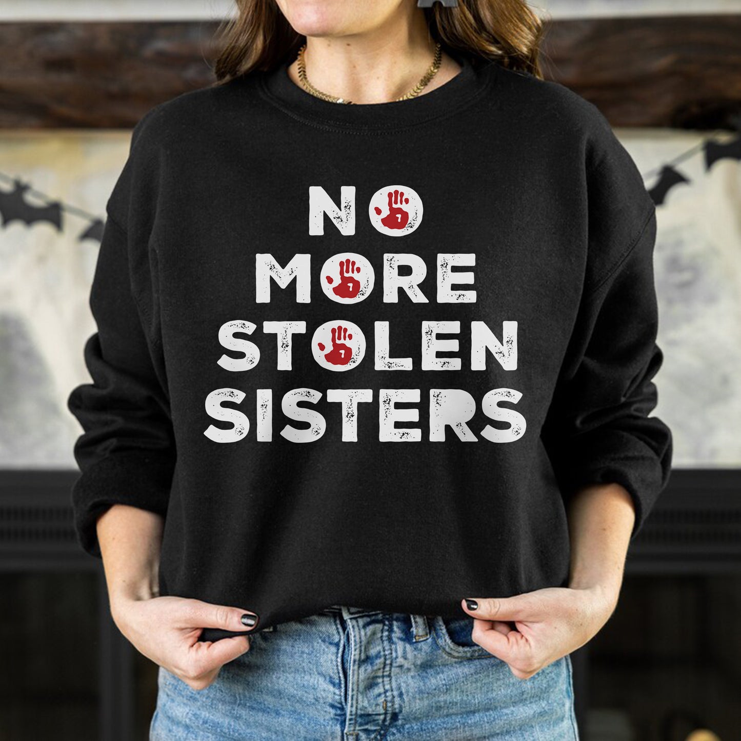 No More Stolen Sisters Red Handprint - Two Sides - MMIW Unisex T-Shirt/Hoodie/V-Neck/Sweatshirt