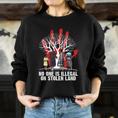 Red Handprint Awareness - No One Is Illegal on Stolen Land Unisex T-Shirt/T-Shirt V-Neck/Hoodie/Sweatshirt