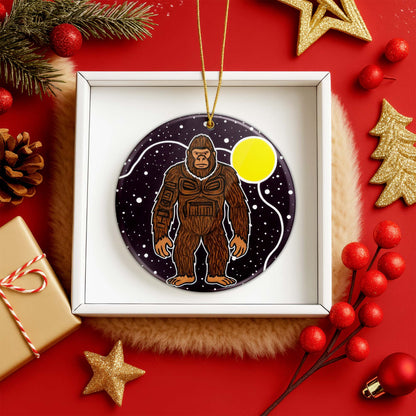 Tribal Bigfoot Ceramic Ornament - Indigenous Inspired for Holiday Decor