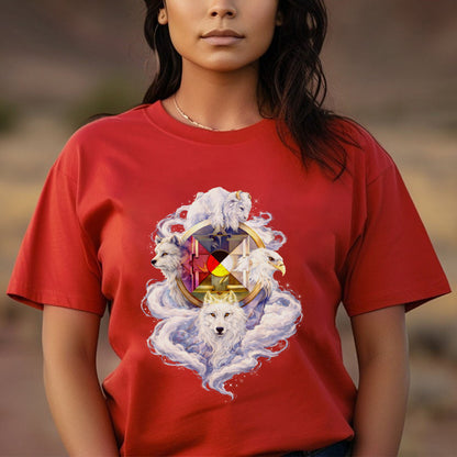 Sacred White Animals & Medicine Wheel Spiritual Unisex T-shirt/T-shirt V-neck/Hoodie/Sweatshirt