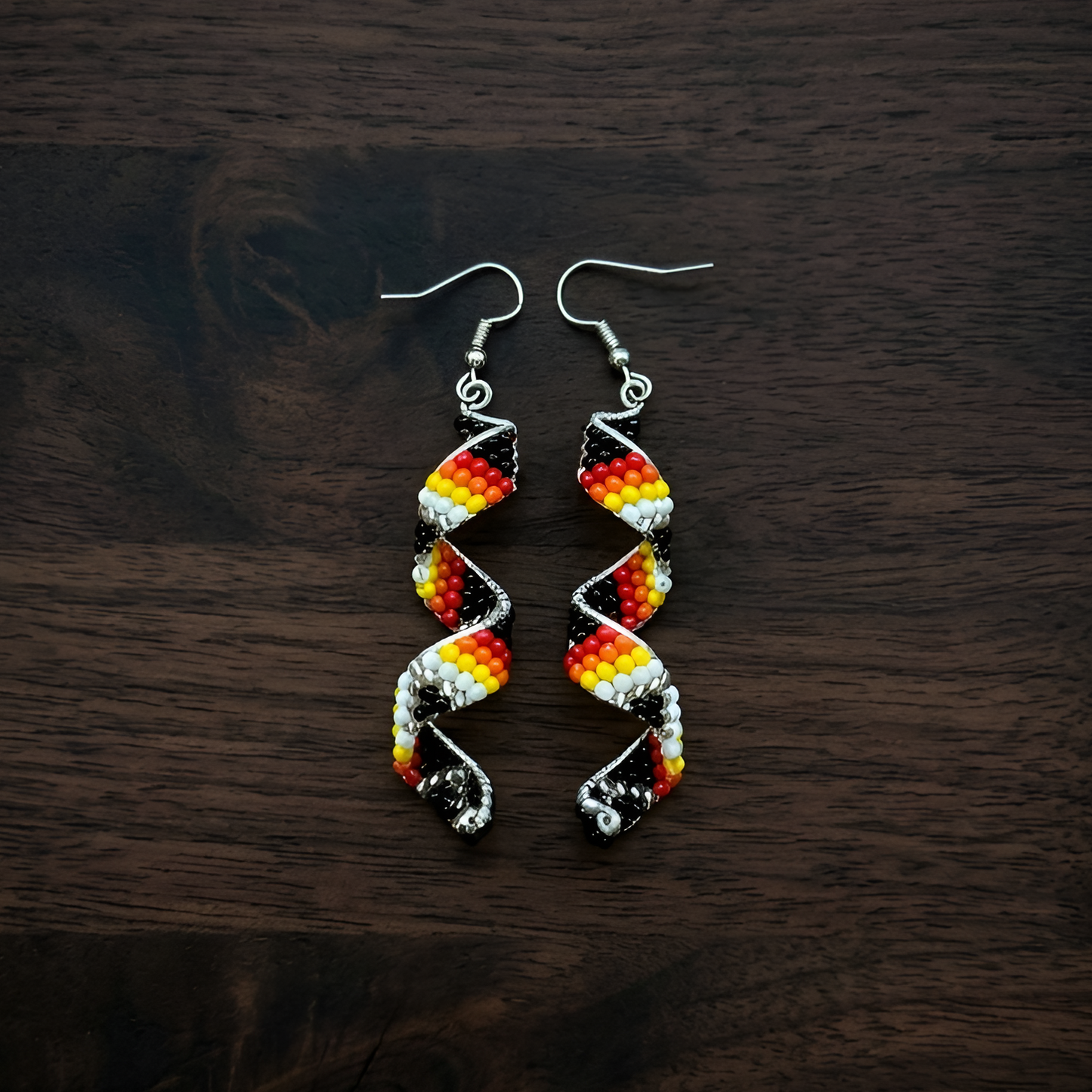Sacred Spiral Handmade Beaded Drop Turquoise Earring