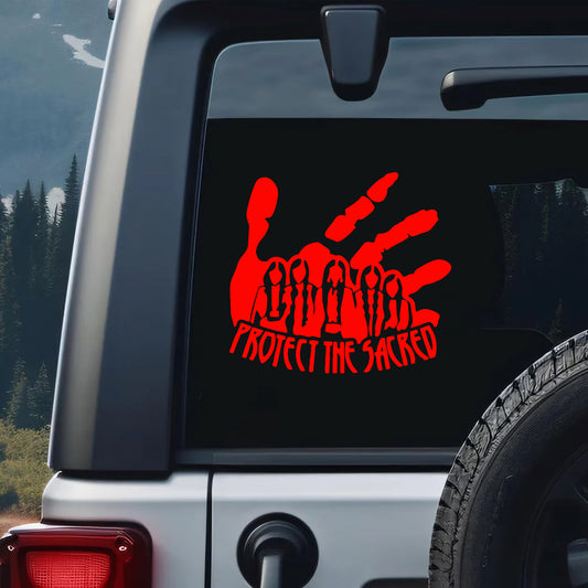 "Protect The Sacred" Decal - Red Hand Indigenous Women