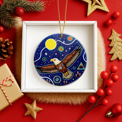 Tribal Eagle Ceramic Ornament Spiritual Wildlife Design for Holiday Decor