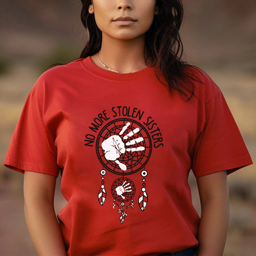 No More Stolen Sisters Red Handprint  - MMIW Unisex T-Shirt/Hoodie/V-Neck/Sweatshirt