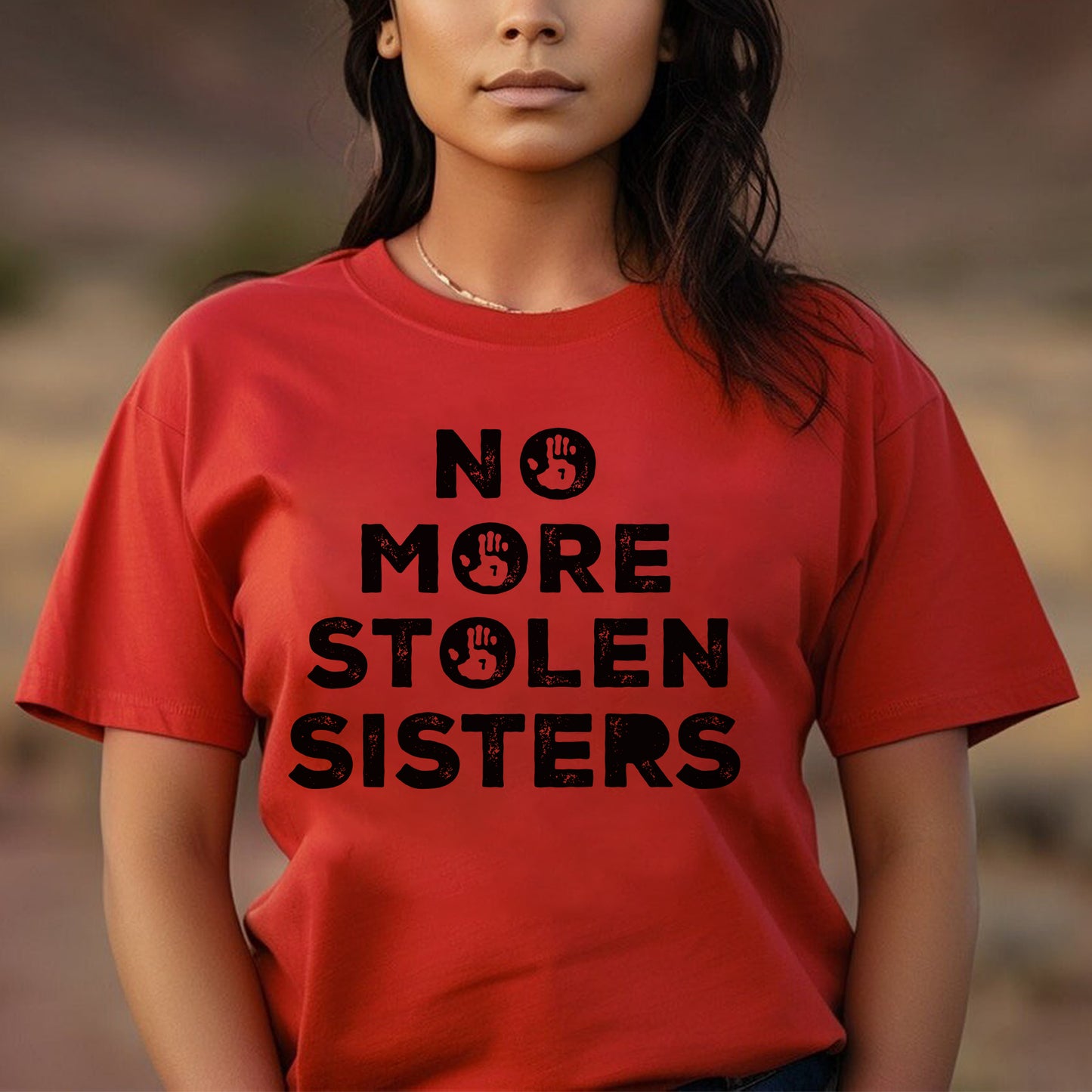No More Stolen Sisters Red Handprint - Two Sides - MMIW Unisex T-Shirt/Hoodie/V-Neck/Sweatshirt