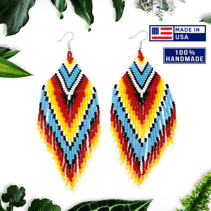 Big Sun Colors Hook Beaded Handmade Earrings For Women