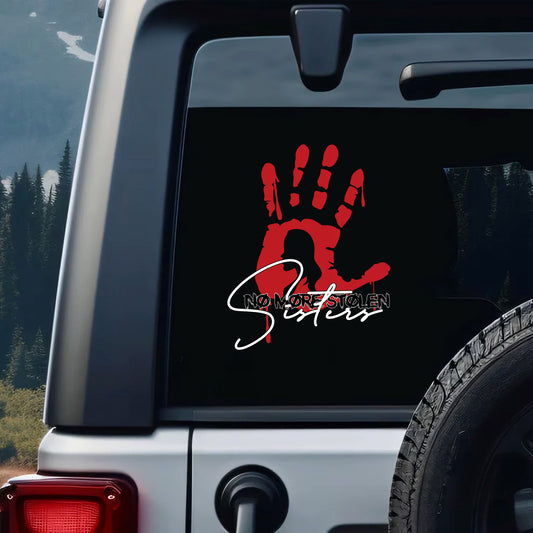 No More Stolen Sisters Red Hand Decal - MMIW Awareness