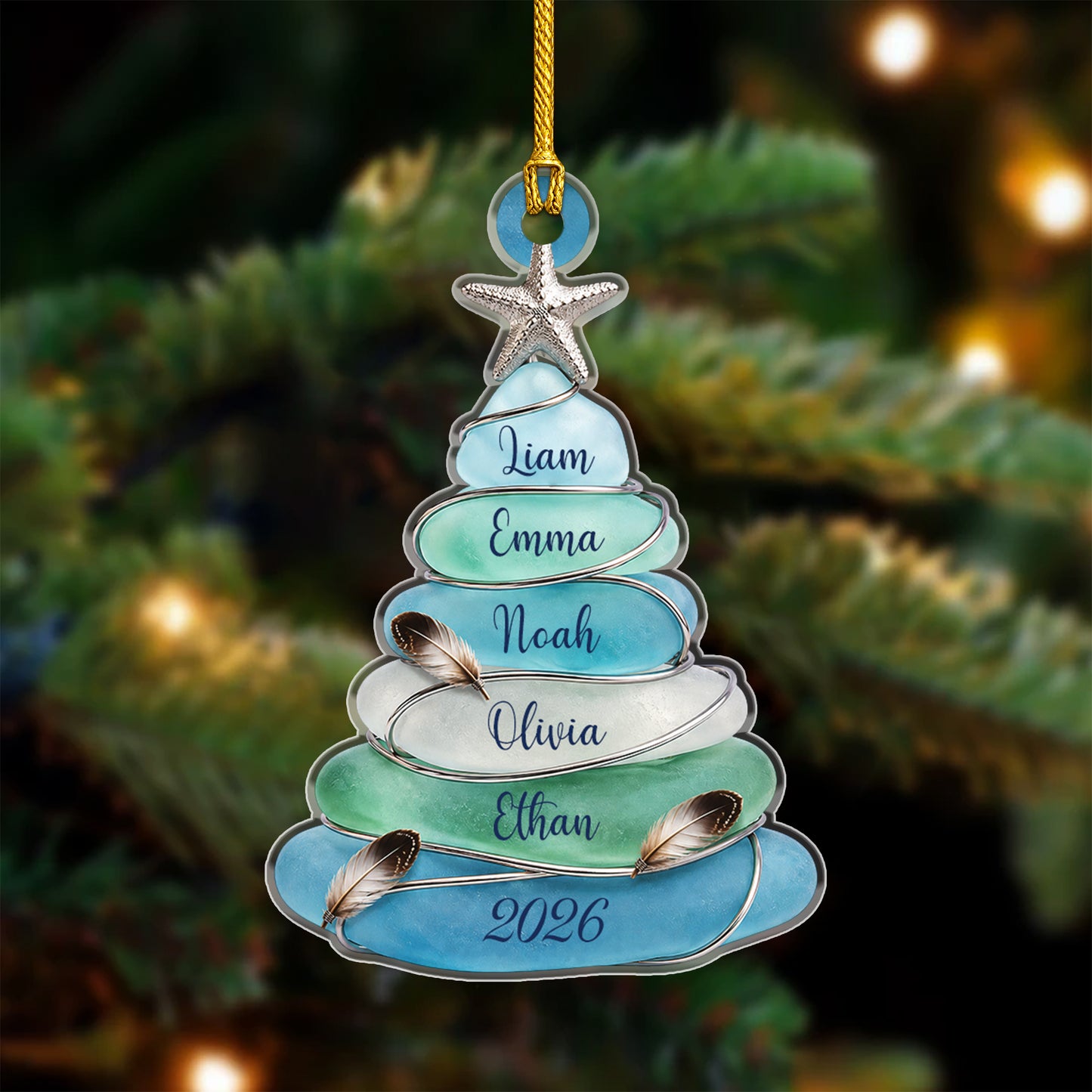 Personalized Family Tree Acrylic Ornament, Custom Names Christmas Keepsake Gift
