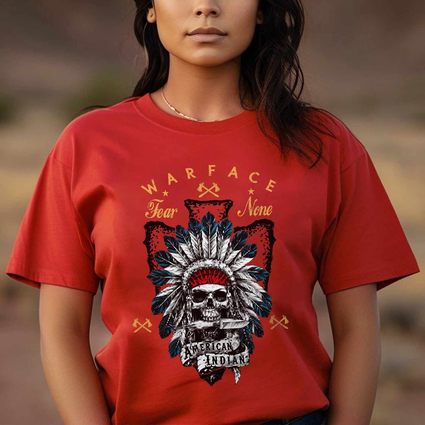 War Face Fear None Native American Warrior Unisex T-shirt/V-neck T-shirt /Hoodie/Sweatshirt