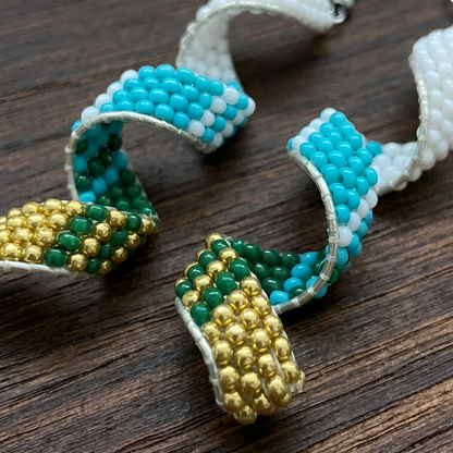 Sacred Spiral Handmade Beaded Drop Turquoise Earring