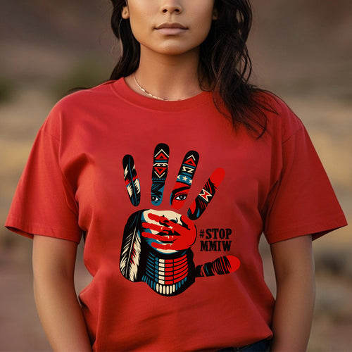 Stop Red Handprint  - MMIW Unisex T-Shirt/Hoodie/V-Neck/Sweatshirt