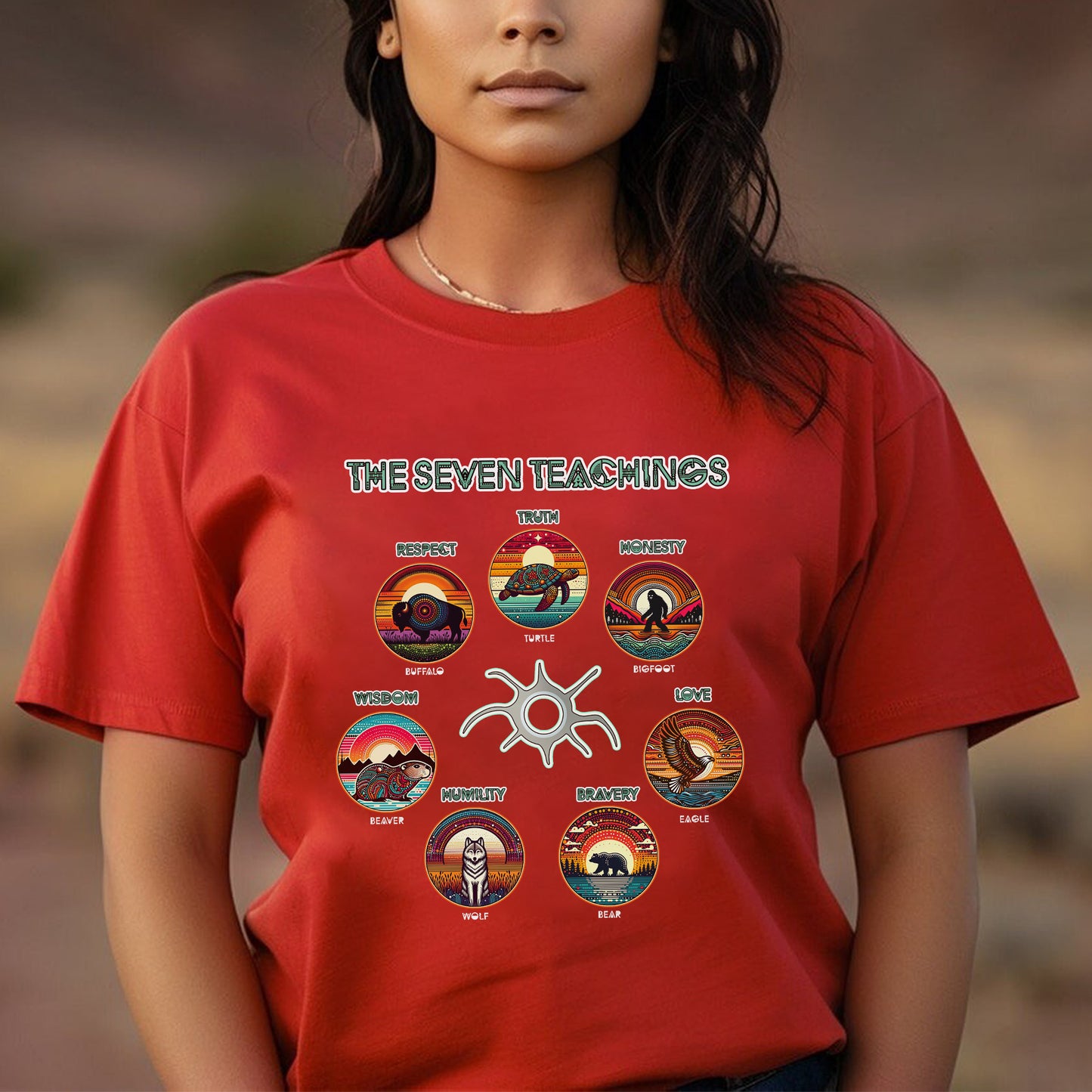 The Seven Sacred Laws Animal Symbols Indigenous Unisex T-Shirt/T-Shirt V-Neck/Hoodie/Sweatshirt