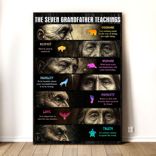 Native American Seven Grandfather Teachings - Indigenous Inspirational Poster/Canvas