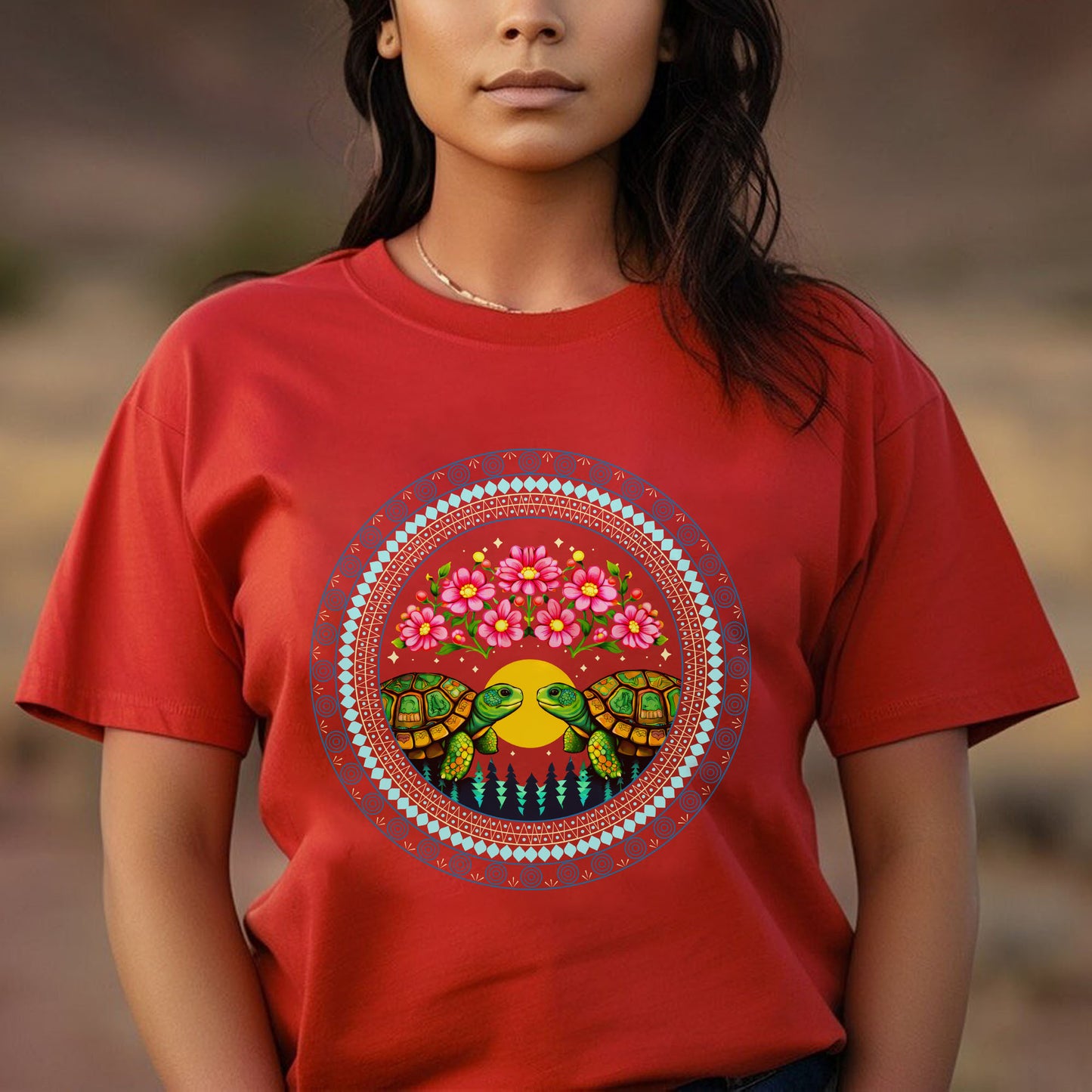 Sacred Turtle Love Circle - Indigenous Art of Unity & Love Unisex T-shirt/T-shirt V-neck/Hoodie/Sweatshirt