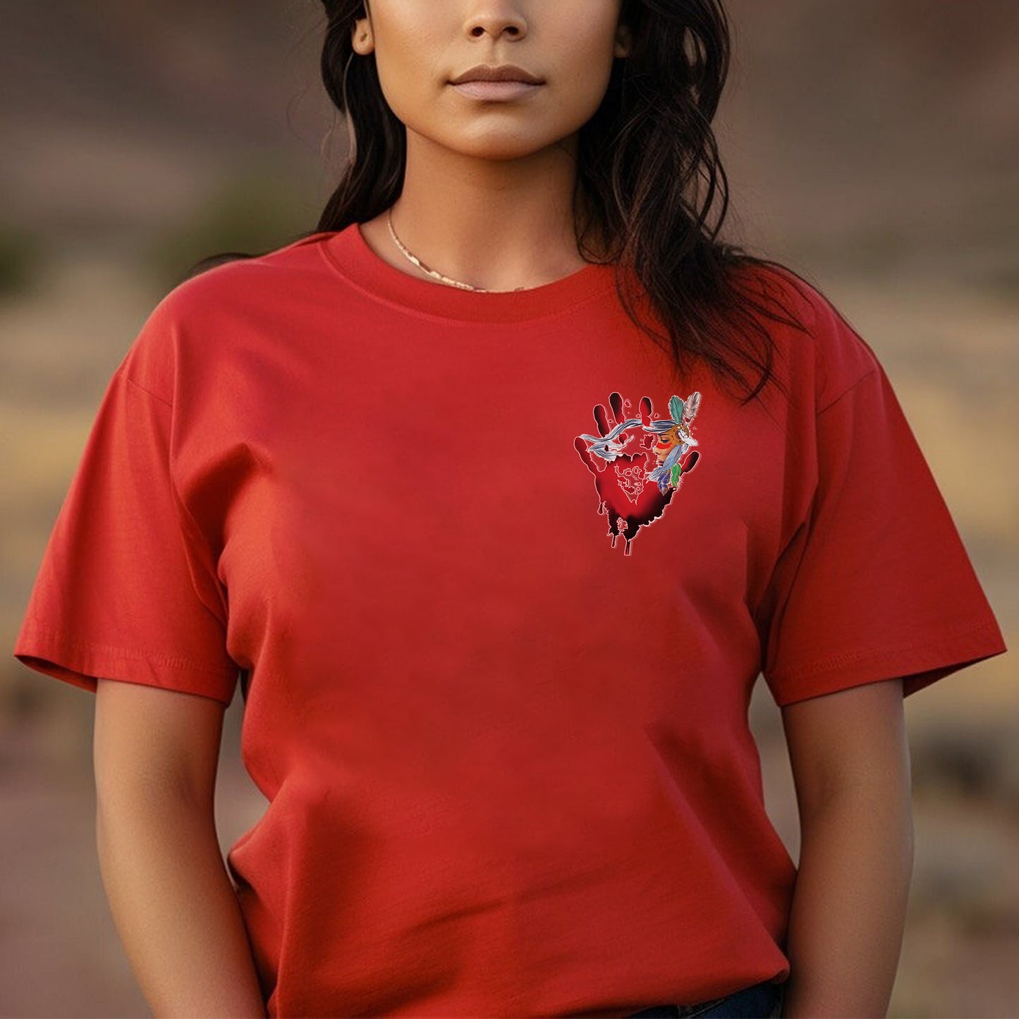 No More Stolen Sisters Red Hand Arrows - Two Sides - MMIW Unisex T-Shirt/Hoodie/V-Neck/Sweatshirt