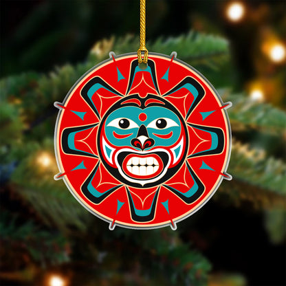 Sun Spirit Acrylic Ornament, Indigenous Inspired Art, Meaningful Holiday Decor