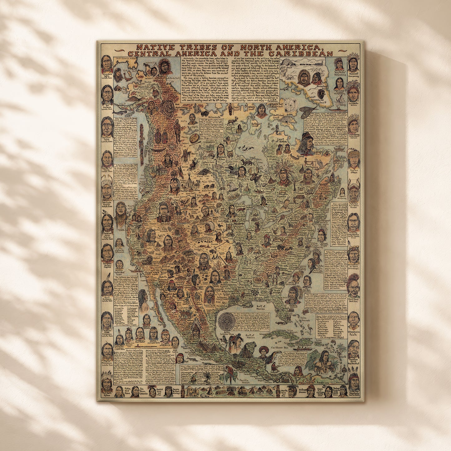 Native Tribes of North American central America and the Caribbean Maps Poster