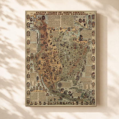 Native Tribes of North American central America and the Caribbean Maps Poster