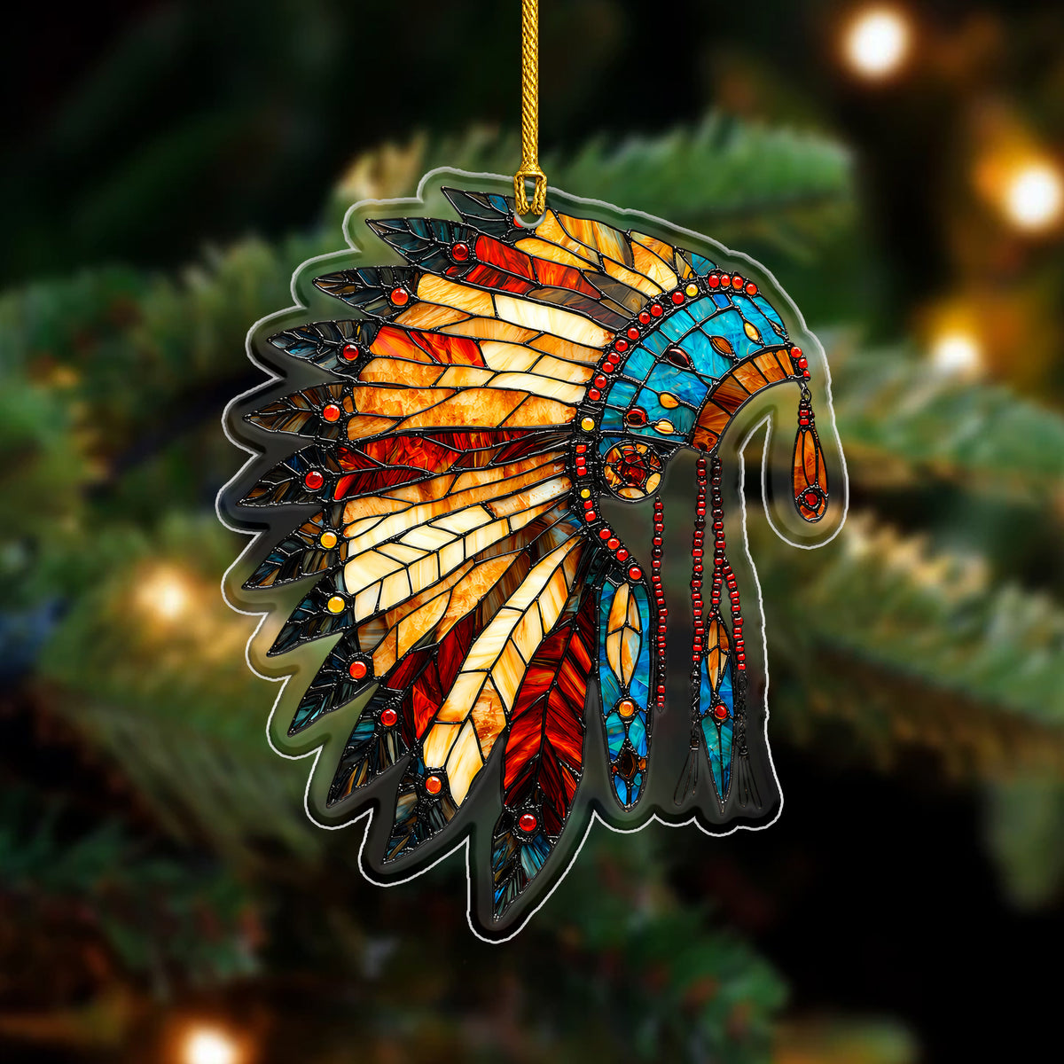 Stained Glass Feather Acrylic Ornament - Christmas Tree Decor