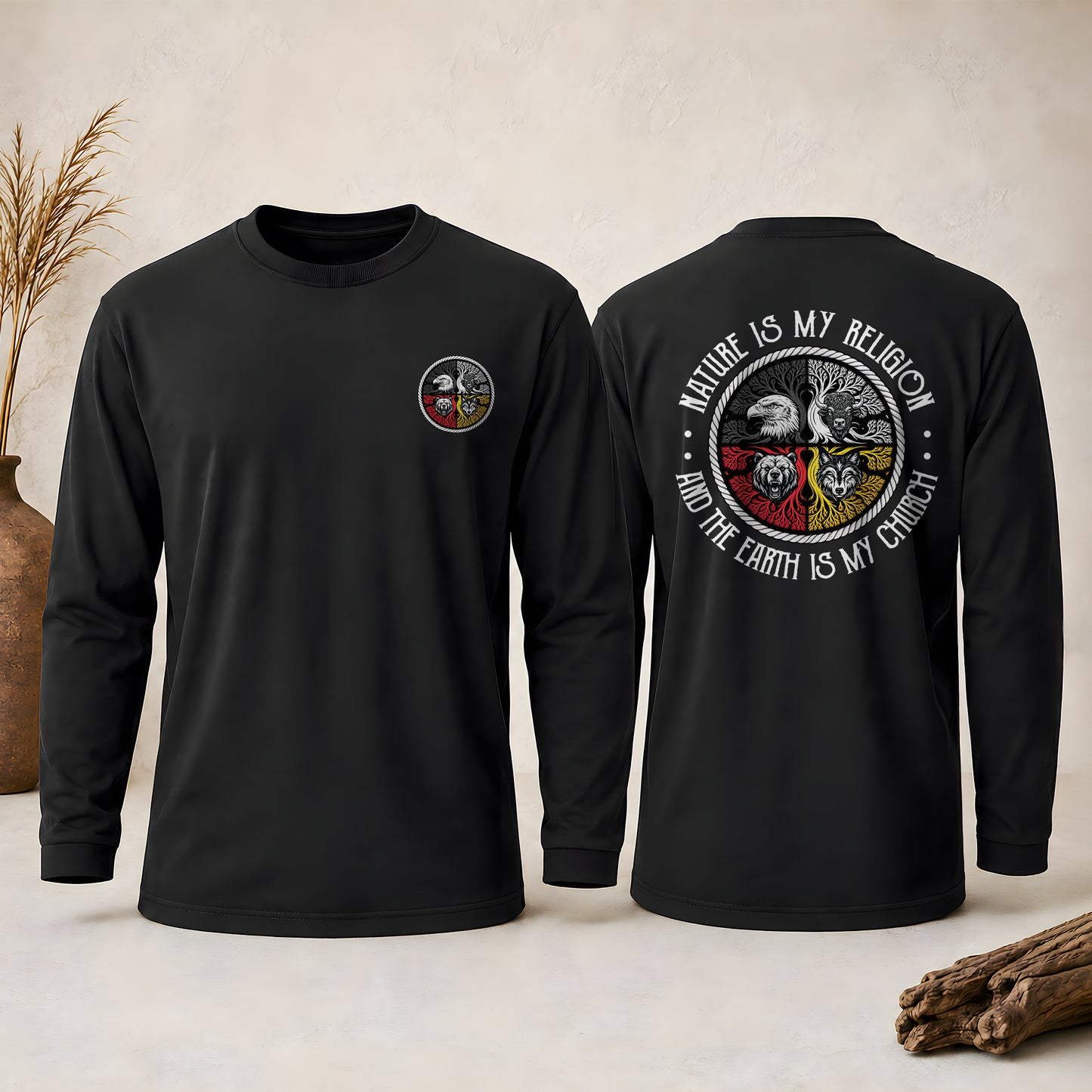 Nature Is My Religion And The Earth Is My Church - Spiritual Wild Animals - Two Sides Unisex Long Sleeve