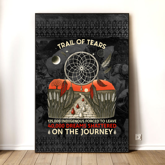Trail Of Tears - 125000 Indigenous Forced To Leave 40000 Dreams Shattere Poster/Canvas