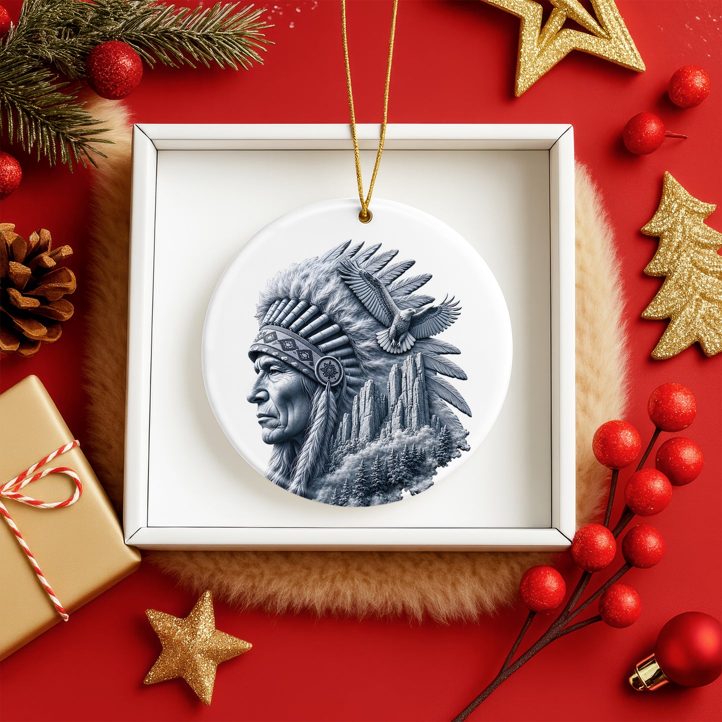 Keeper of the Mountain Eagle Native Christmas Ornament – Indigenous Heritage-Inspired Holiday Decor