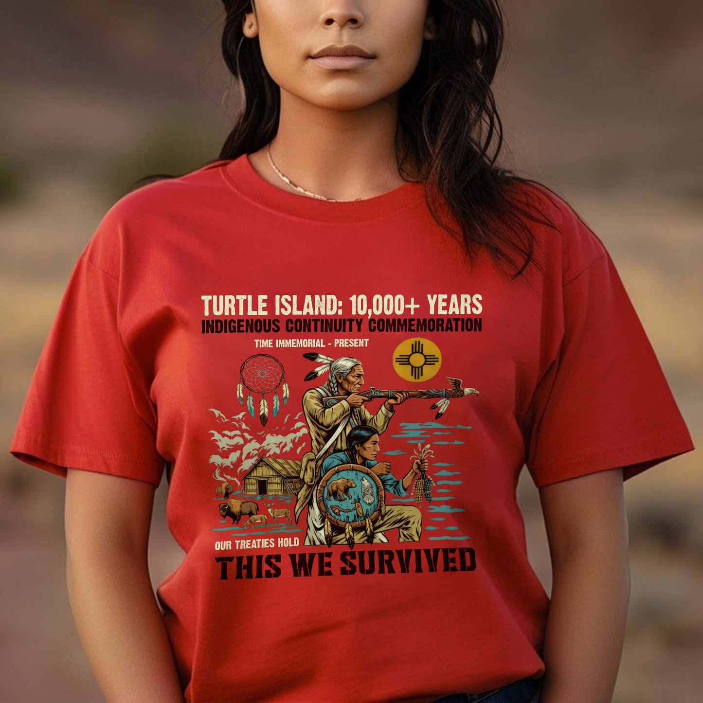 Turtle Island Indigenous - This We Survived Native American - Unisex T-shirt/V-neck T-shirt/Hoodie/Sweatshirt