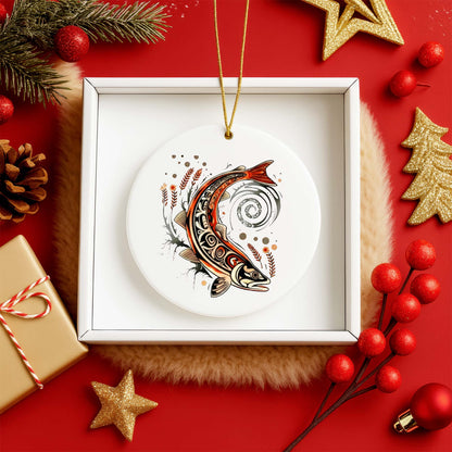 Native Fish Ceramic Ornament - Handcrafted Indigenous Art - Unique Holiday Decor