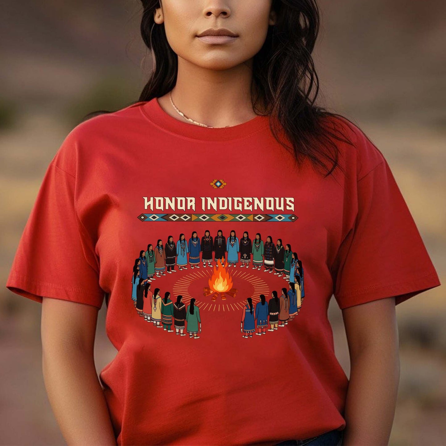Honor Indigenous Fire Circle - Native American Spirit Unisex T-Shirt/T-Shirt V-Neck/Hoodie/Sweatshirt