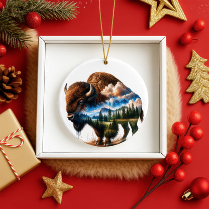 Native Bison Spirit Christmas Ornament – Indigenous-Inspired Decor