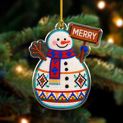Beaded Style Snowman Acrylic Christmas Ornament, Holiday Gift