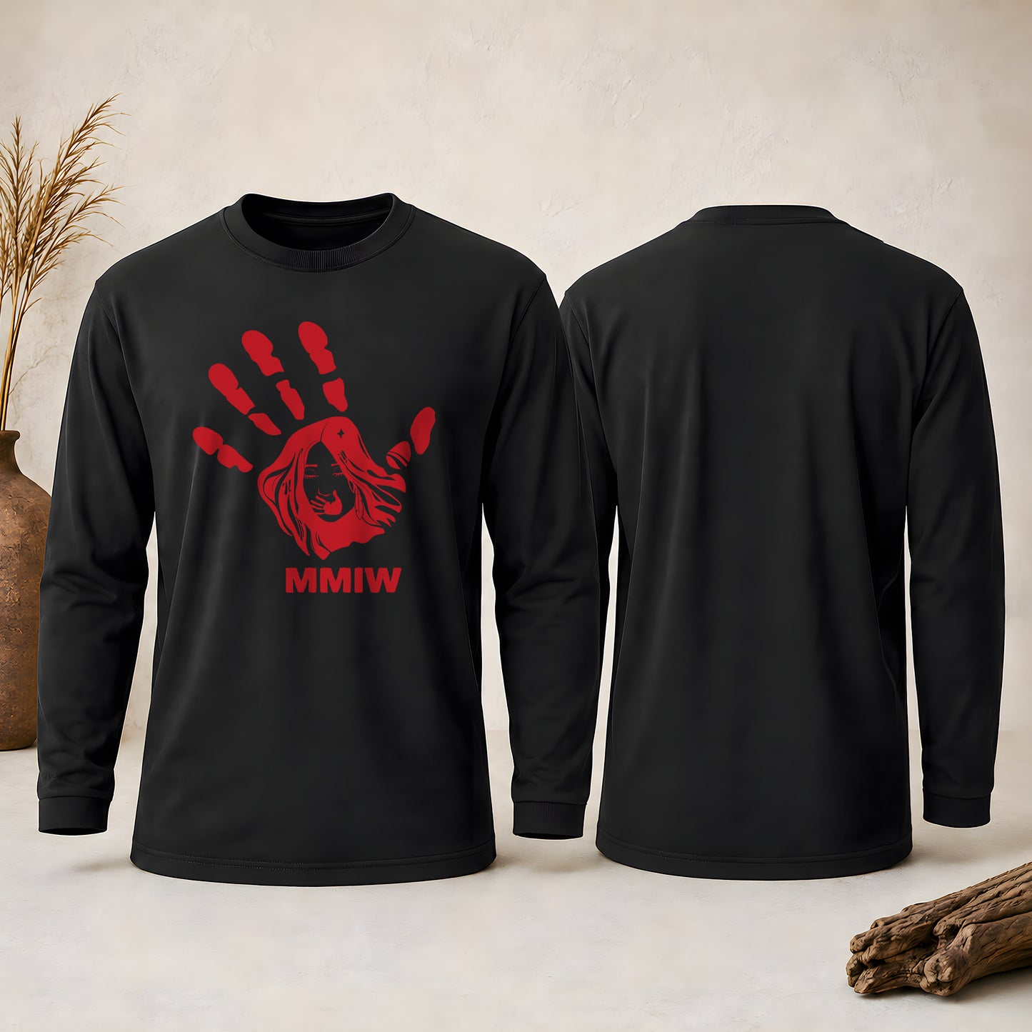 MMIW Red Hand Indigenous Owned Shirt Unisex Long Sleeve