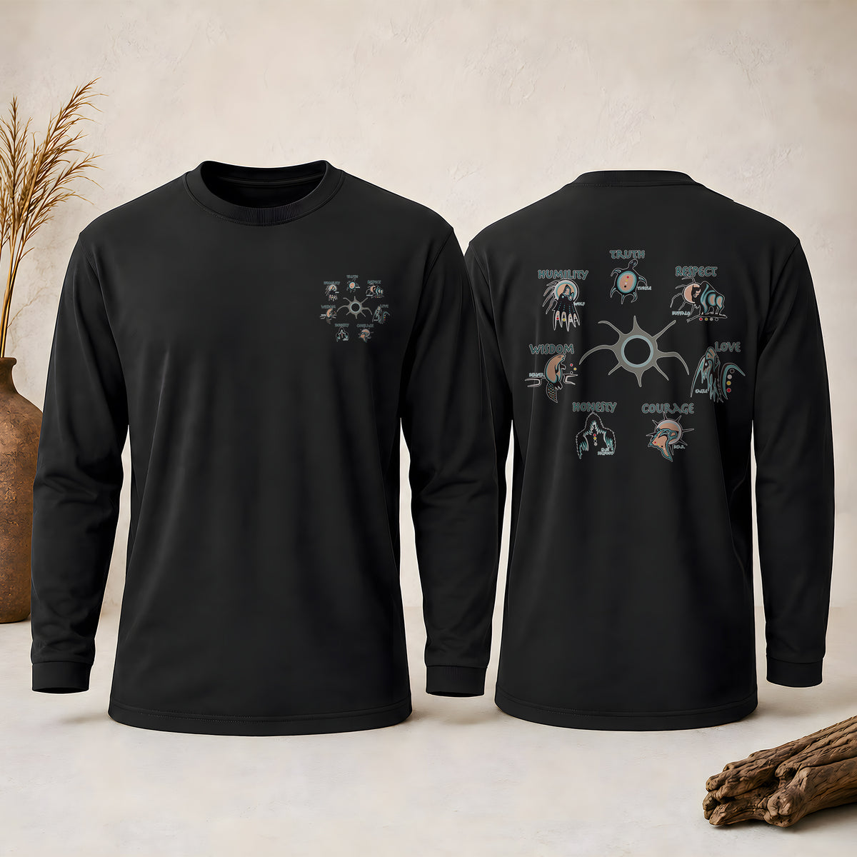 The Seven Sacred Laws Native American Indigenous Culture - Two Sides Unisex Long Sleeve