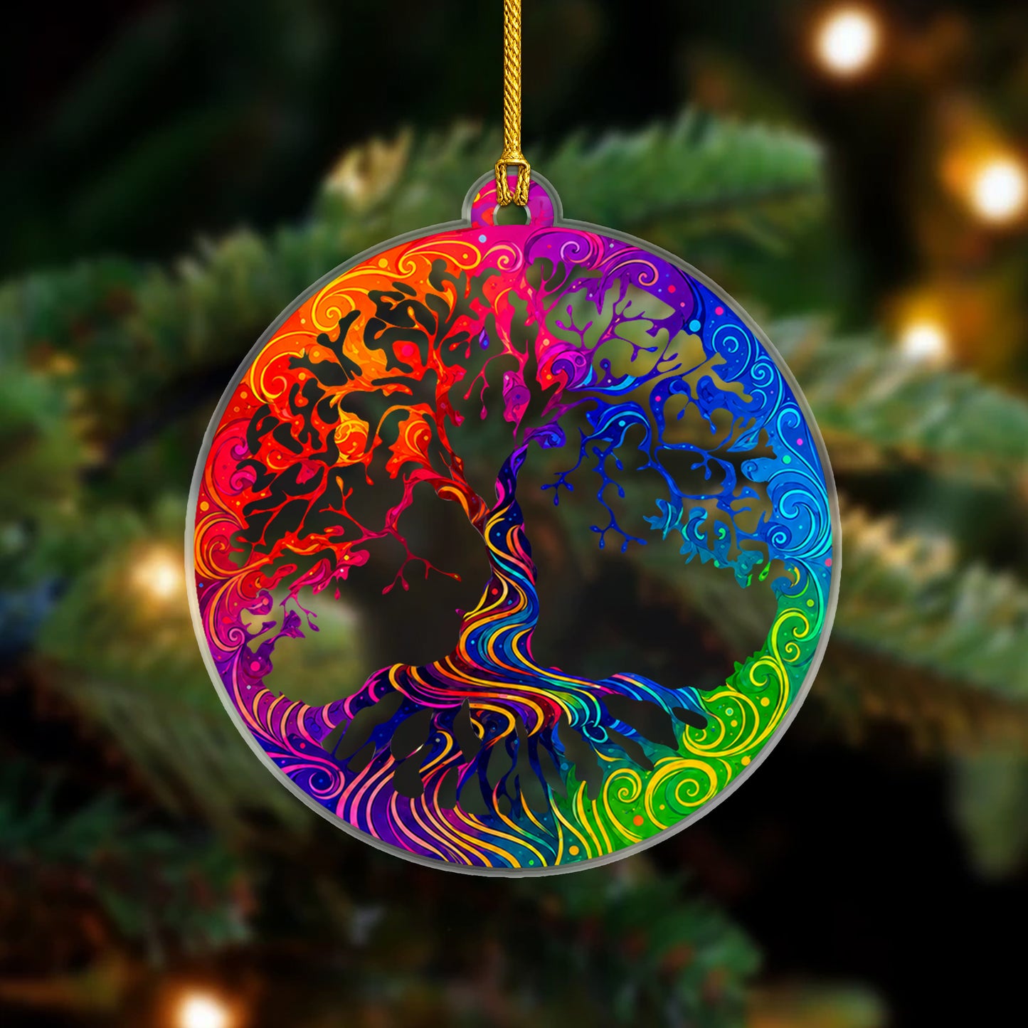 Tree of Life Acrylic Christmas Ornament Colorful Spiritual Holiday Tree Decoration Gift