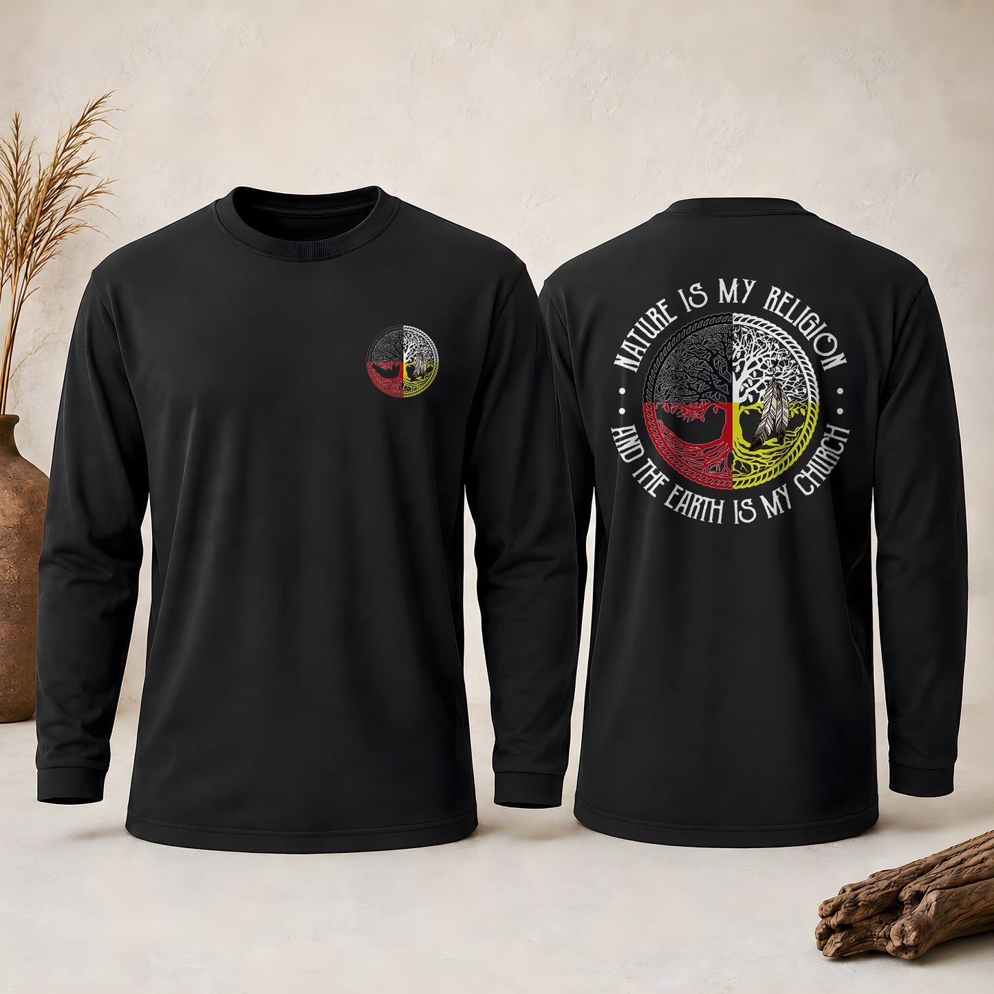 Nature Is My Religion Four Directions Sacred Circle - Two Sides Unisex Long Sleeve