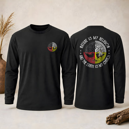 Nature Is My Religion Four Directions Sacred Circle - Two Sides Unisex Long Sleeve