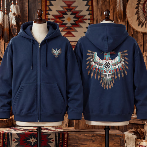Thunderbird Native American Eagle - Two Sides Unisex Hoodie Zip