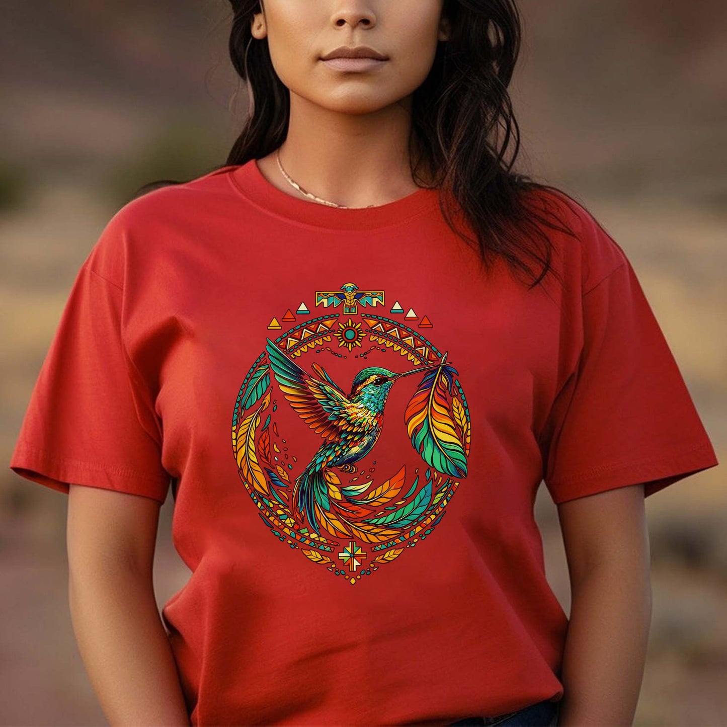 Sacred Hummingbird - Indigenous Native Art of Hope, Energy & Balance Unisex T-Shirt/T-Shirt V-Neck/Hoodie/Sweatshirt