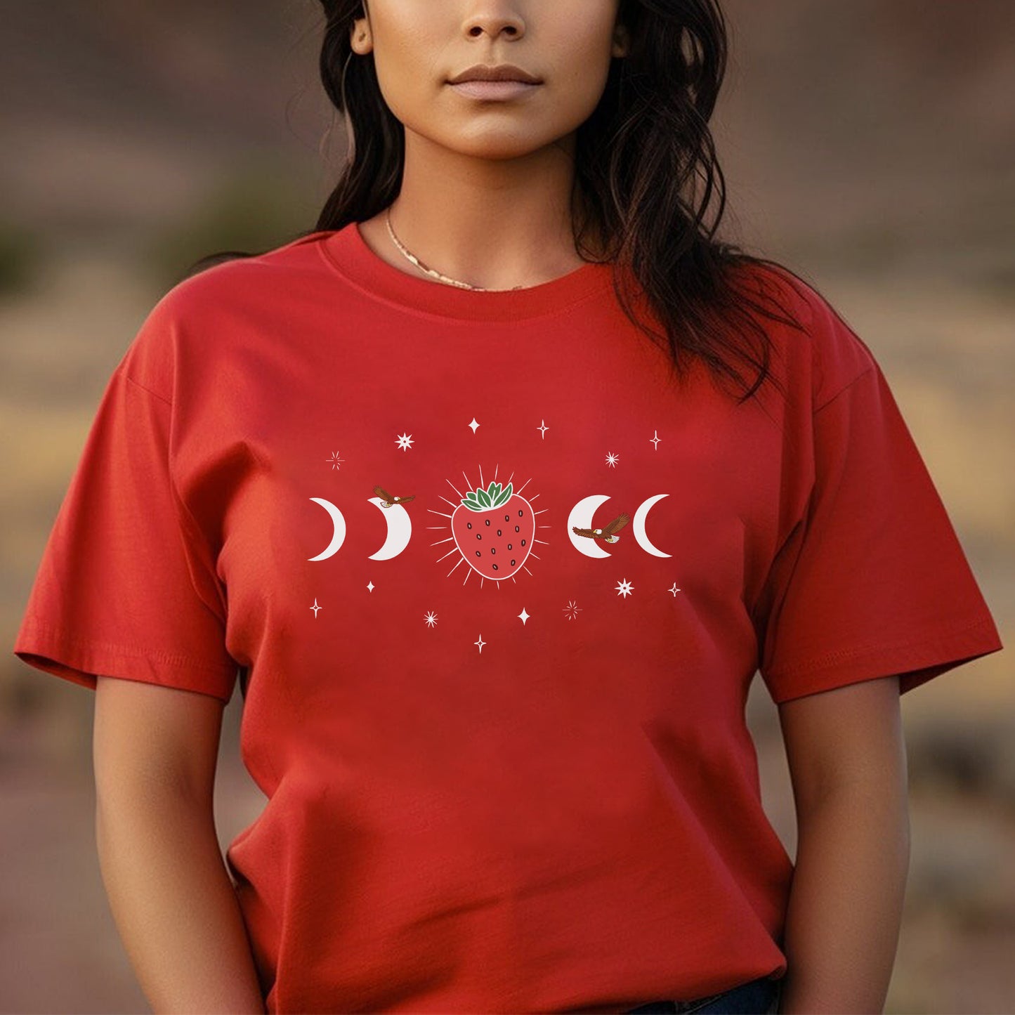 Strawberry Moon Native Spirit Celestial Unisex T-shirt/T-shirt V-neck/Hoodie/Sweatshirt