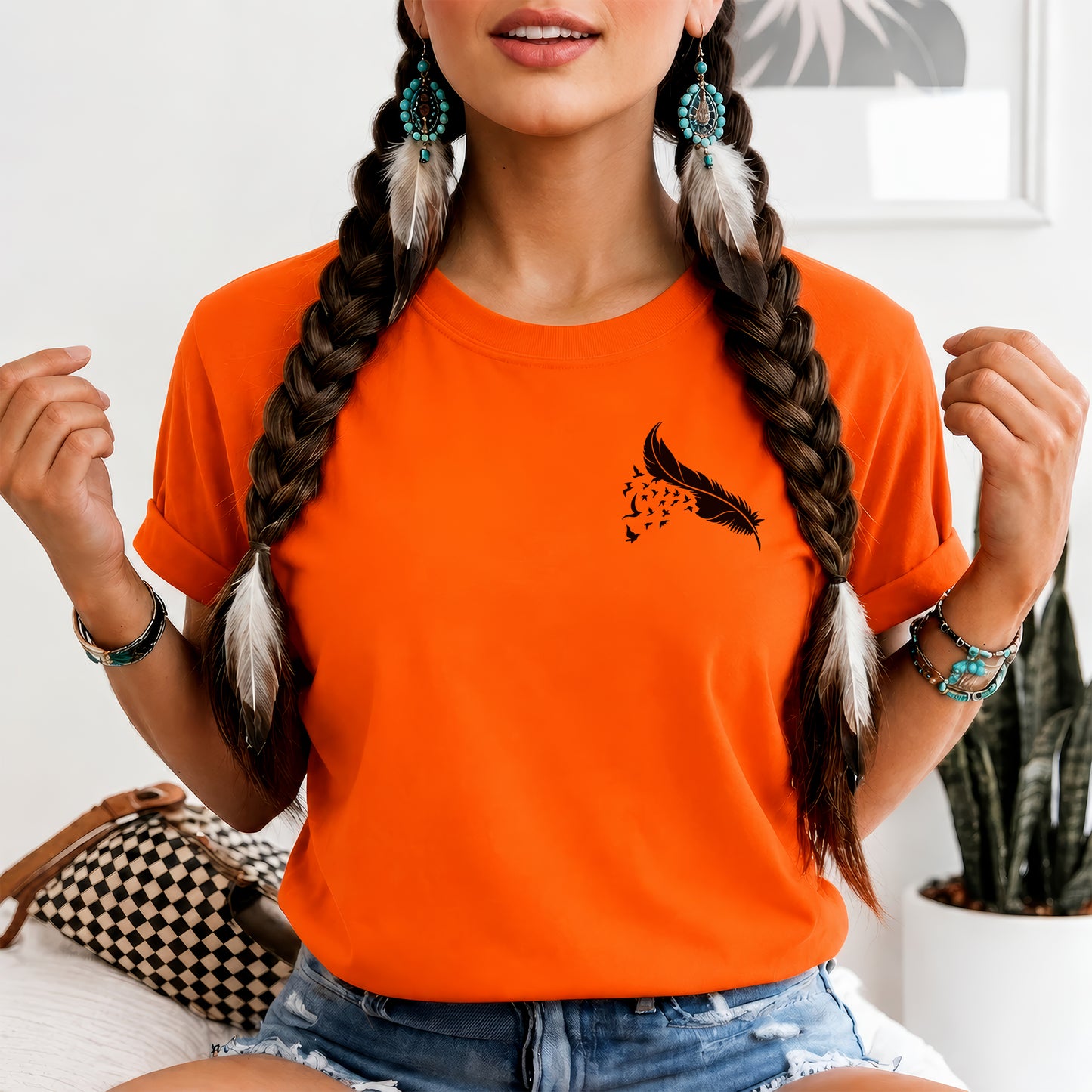 Every Child Matters Feather Flying Birds Design For Orange Shirt Day - Two sides - Unisex T-shirt/V-neck T-shirt/Hoodie/Sweatshirt