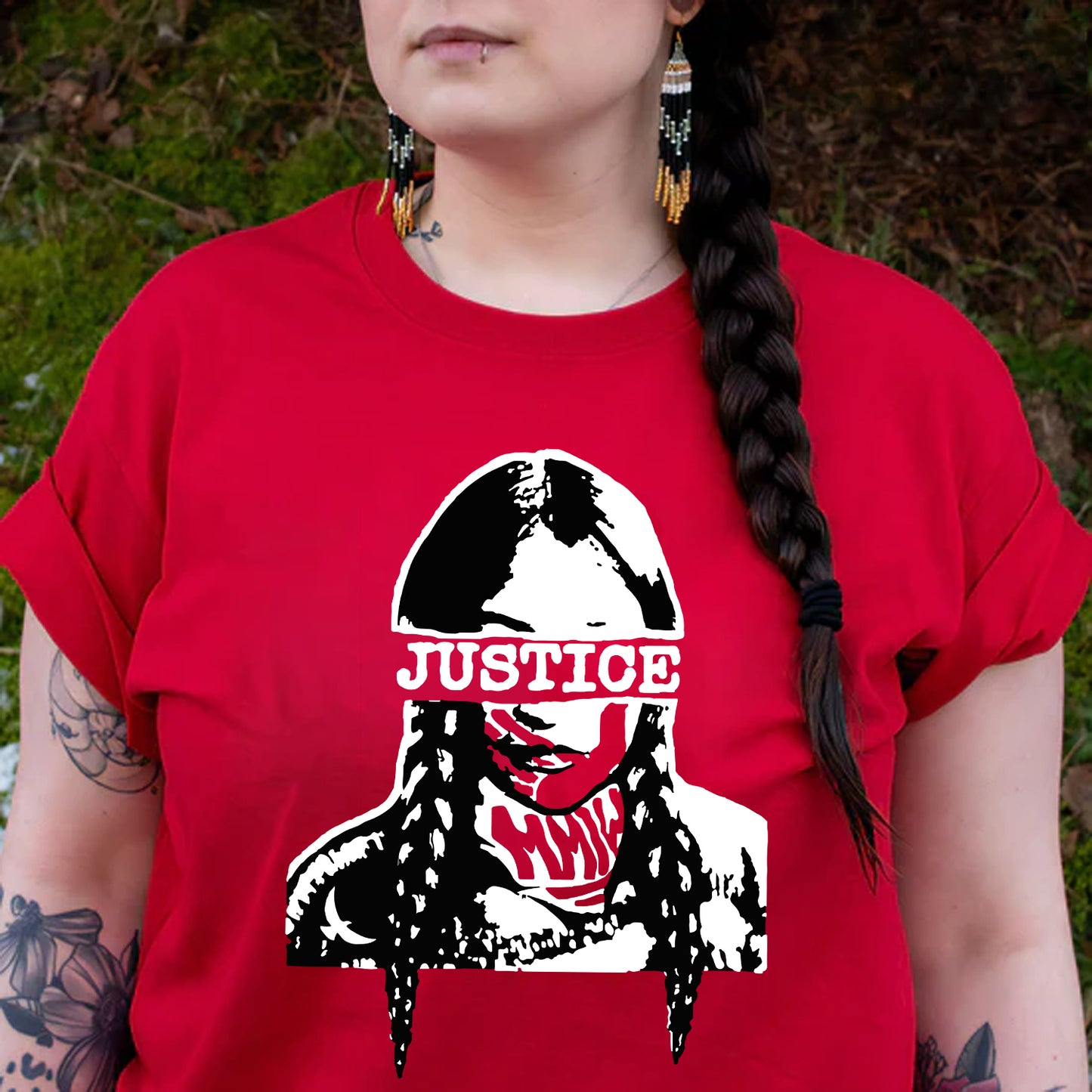 Justice For MMIW Red T-Shirt - Indigenous Women Awareness Unisex T-Shirt/T-Shirt V-Neck/Hoodie/Sweatshirt