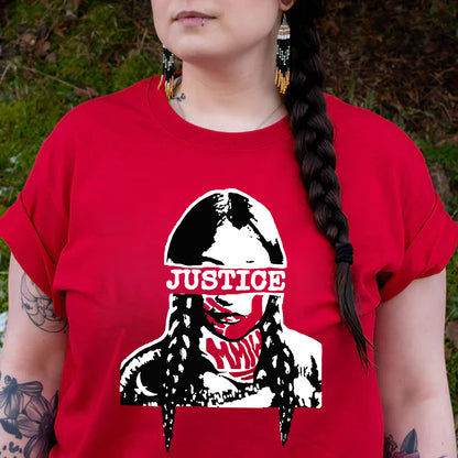 Justice For MMIW Red T-Shirt - Indigenous Women Awareness Unisex T-Shirt/T-Shirt V-Neck/Hoodie/Sweatshirt