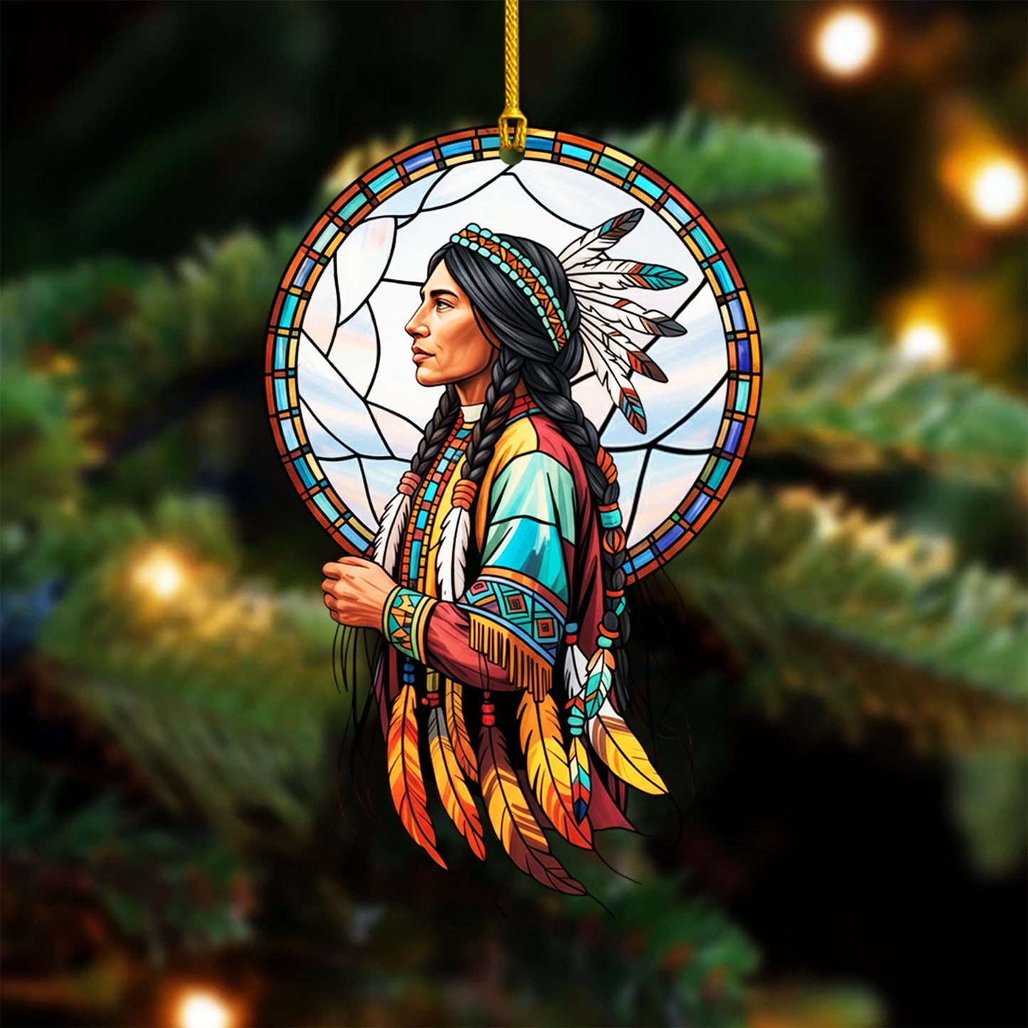 Native American Woman - Tribal Heritage Christmas Decor Flat Acrylic