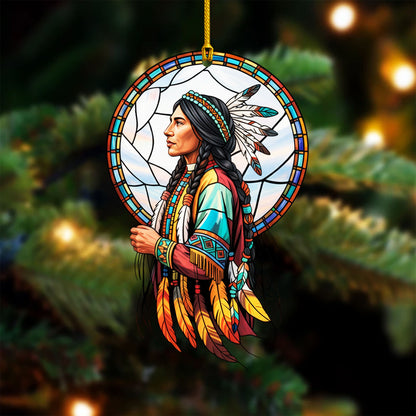 Native American Woman - Tribal Heritage Christmas Decor Flat Acrylic